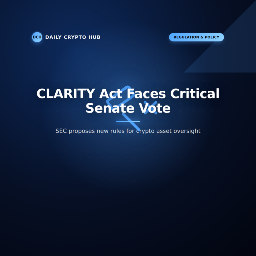 CLARITY Act Senate vote and SEC crypto regulation news graphic