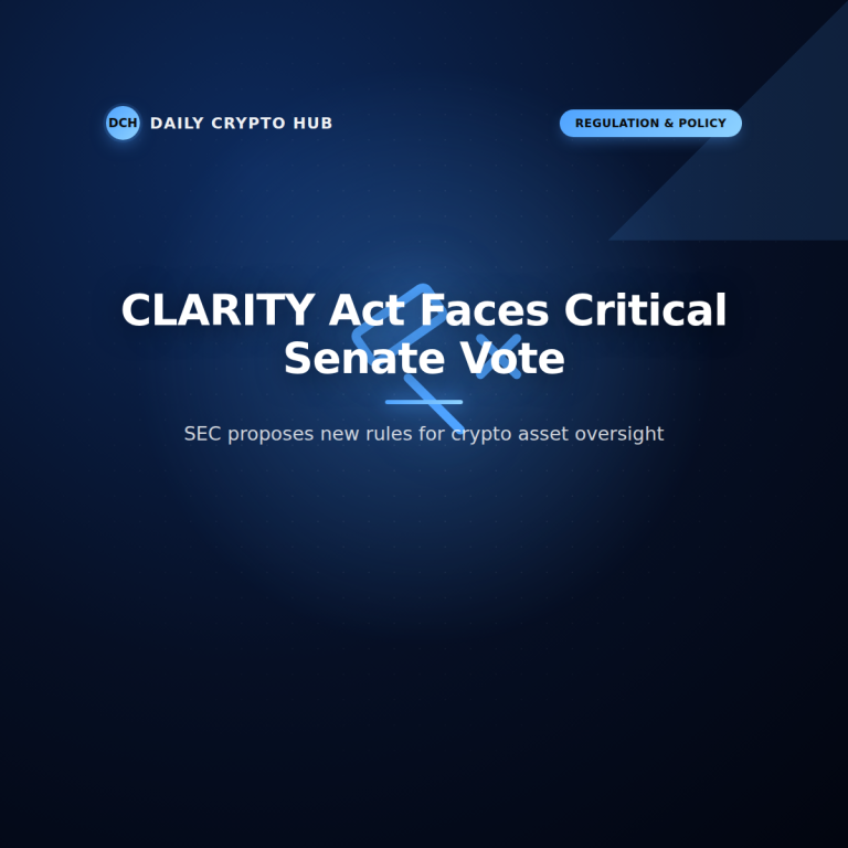 CLARITY Act Senate vote and SEC crypto regulation news graphic